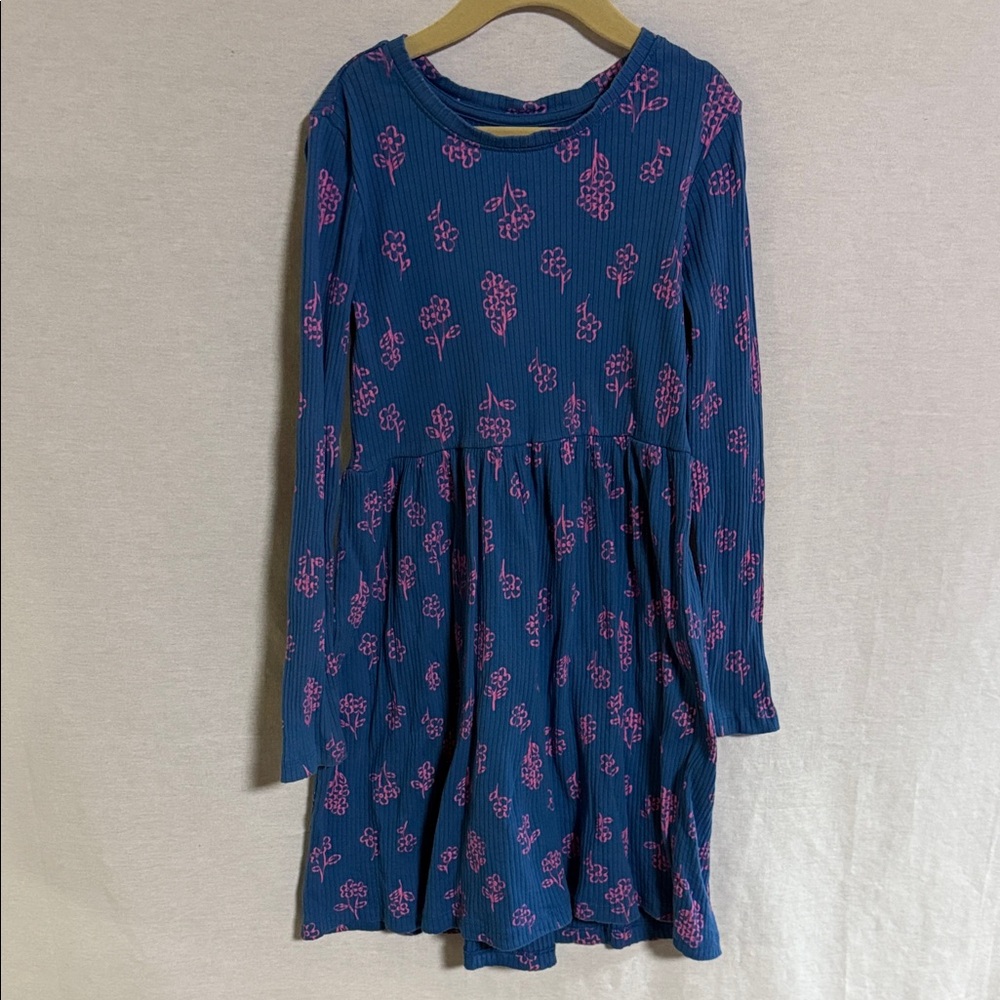 Hanna Anderson Floral Blue and Pink Kids Dress Cotton Size 10 Beautiful